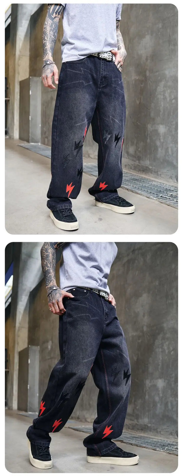 Trousers Straight Man Cowboy Pants with Print Men's Jeans Hip Hop Star Cotton 2025 Trend Stacked 90s Streetwear Y2k Vintage Kpop