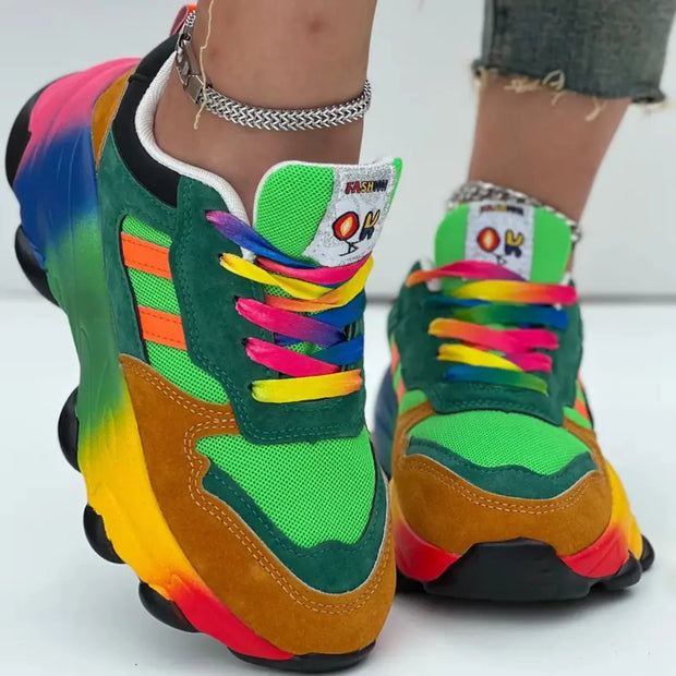 Women Sneakers Fashion Running Colorful Casual Sneakers Women Comfort Lace Up Outdoor Platform Shoes for Women Zapatos De Mujer