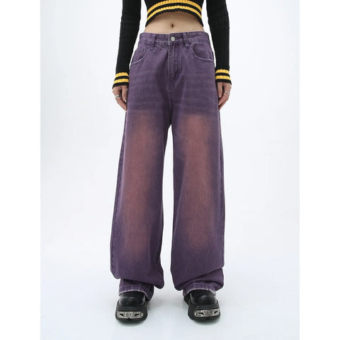 Loose Straight Leg Denim Wide Leg Pants Women's Style Washed out Vintage Colored Jeans Spring Summer Casual Female Clothing