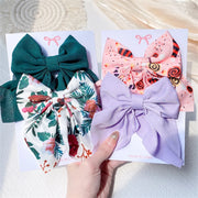 2Pcs/Set Girls Sweet Print Bows Hair Clips Hairpins Ribbon Barrettes Duckbill Clip Headwear Female Summer Hair Accessories