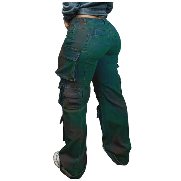 Baggy Jeans Women High Waist Straight Leg Wide Leg Washed Denim Trousers Casual Cargo Jeans Bootcut Straight Long Stilt Pants