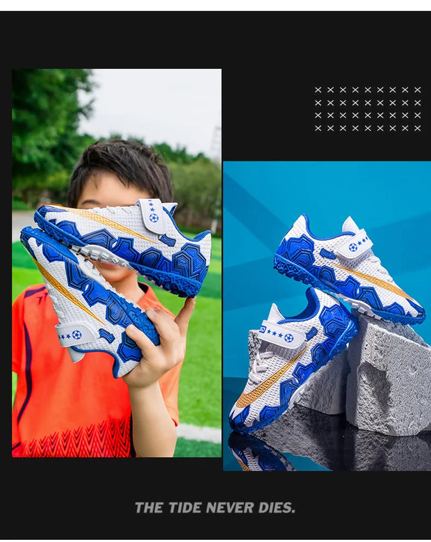 Cristiano Ronaldo Kids Soccer Shoes Boys And Girls Training Match Play Magic Tape Sticky Trainers Football Boots For Children