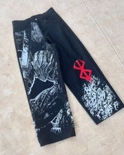 Harajuku Anime Graphic wide leg jeans High Waist Jeans Pants Women new Japanese Style Streetwear Y2K Jeans for Men Wide Trouser