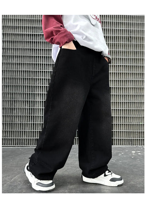 Hot Sale Kids Fashion Jeans With Cartoon For Boys Luxury Clothing Denim Pants Elegant Teenage Child Straight Fit Jeans Trousers