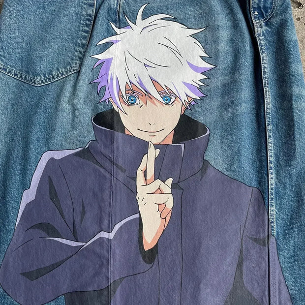 Harajuku Anime Graphic wide leg jeans High Waist Jeans Pants Women new Japanese Style Streetwear Y2K Jeans for Men Wide Trouser