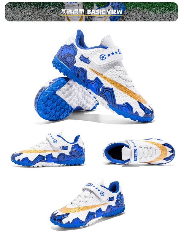 Cristiano Ronaldo Kids Soccer Shoes Boys And Girls Training Match Play Magic Tape Sticky Trainers Football Boots For Children
