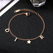 Korea New Fashion Letter Star Pendant Bracelet Woman Simple Vintage Stainless Steel Bracelet Luxury Jewelry Accessories Gifts