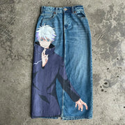 Harajuku Anime Graphic wide leg jeans High Waist Jeans Pants Women new Japanese Style Streetwear Y2K Jeans for Men Wide Trouser
