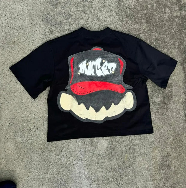 2024 New Anime Kid Street Clothing Pattern T-shirt Harajuku Y2k Top Men's Casual Round Neck T-shirt Hip Hop Gothic Short Sleeve