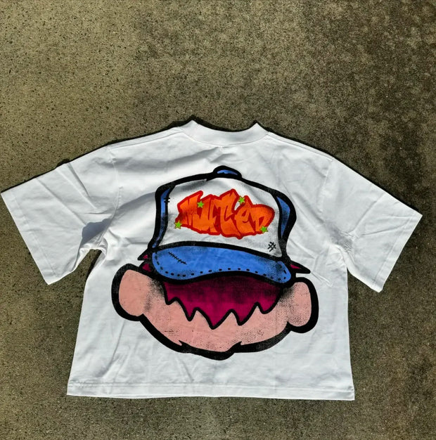 2024 New Anime Kid Street Clothing Pattern T-shirt Harajuku Y2k Top Men's Casual Round Neck T-shirt Hip Hop Gothic Short Sleeve