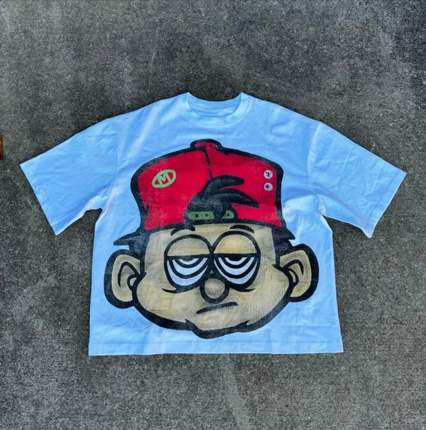 2024 New Anime Kid Street Clothing Pattern T-shirt Harajuku Y2k Top Men's Casual Round Neck T-shirt Hip Hop Gothic Short Sleeve