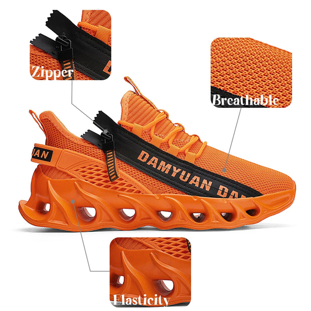 Mens Athletic Shoes with Shock Cushioning Cup Insole Breathable Zipper Design Enhanced Fasticity for Optimal Comfort in Sports