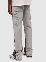 Washed Jeans Men Vintage Ankle Length Trousers Mid Waist Pockets Button Zipper Fly Distressed Denims Streetwear Straight Pants