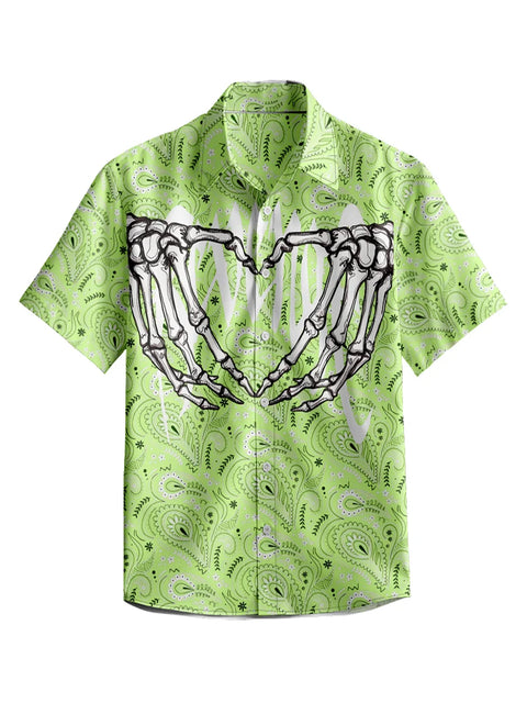 3D Y2k Button Shirt Gothic Pink Skull Print Hawaiian Shirt Men/Women Unisex Shirts Summer Short Sleeve Shirt Streetwear