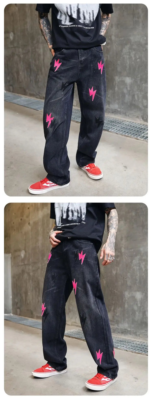 Trousers Straight Man Cowboy Pants with Print Men's Jeans Hip Hop Star Cotton 2025 Trend Stacked 90s Streetwear Y2k Vintage Kpop