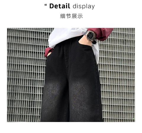 Hot Sale Kids Fashion Jeans With Cartoon For Boys Luxury Clothing Denim Pants Elegant Teenage Child Straight Fit Jeans Trousers