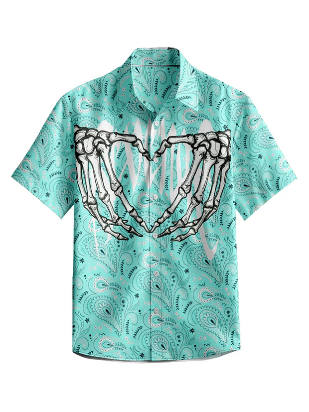 3D Y2k Button Shirt Gothic Pink Skull Print Hawaiian Shirt Men/Women Unisex Shirts Summer Short Sleeve Shirt Streetwear