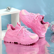 Clunky Sneaker Trend Thick Sole Mesh Surface Breathable Casual Sports Single Shoes Lace-up All Outdoor Fashion Shoes Women