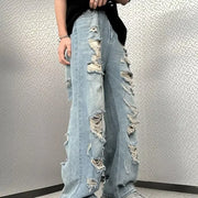 Vintage Distressed Straight-leg Jeans American Style Slimming Bell Bottoms Loose Fit High-waisted Summer Thin Version For Men