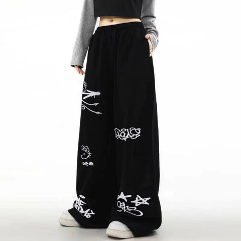 Large dopamine rose red sunscreen sports pants for women in summer  thin and loose fit  lazy style  wide leg paratroopers