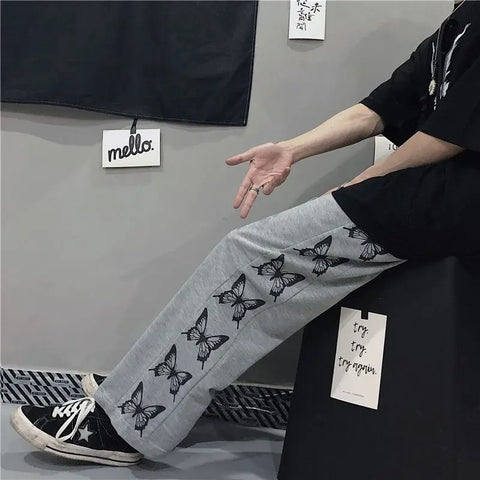 Japanese Y2k Oversize Graphic Wide Sweatpants Men Streetwear Print Casual Track Pants Male Sport Straight Trousers