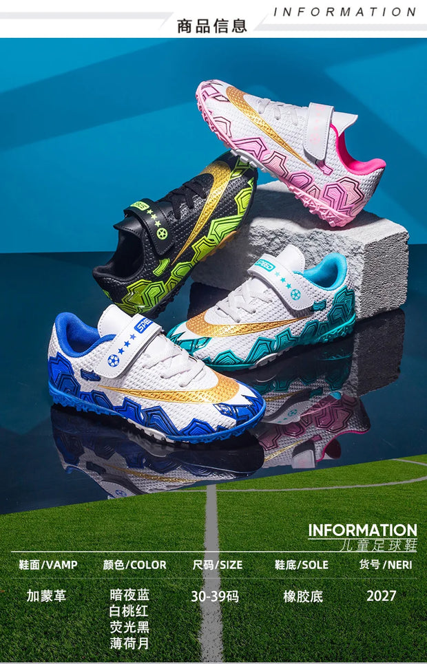 Cristiano Ronaldo Kids Soccer Shoes Boys And Girls Training Match Play Magic Tape Sticky Trainers Football Boots For Children