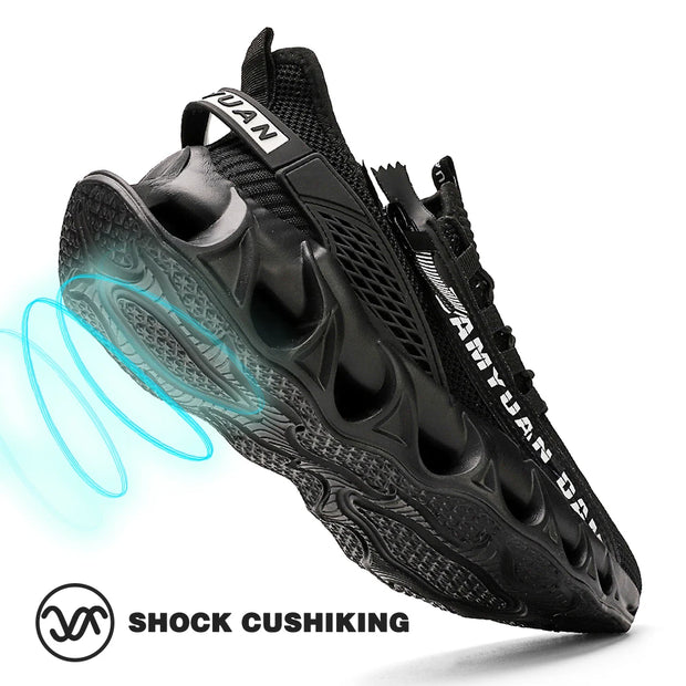 Mens Athletic Shoes with Shock Cushioning Cup Insole Breathable Zipper Design Enhanced Fasticity for Optimal Comfort in Sports