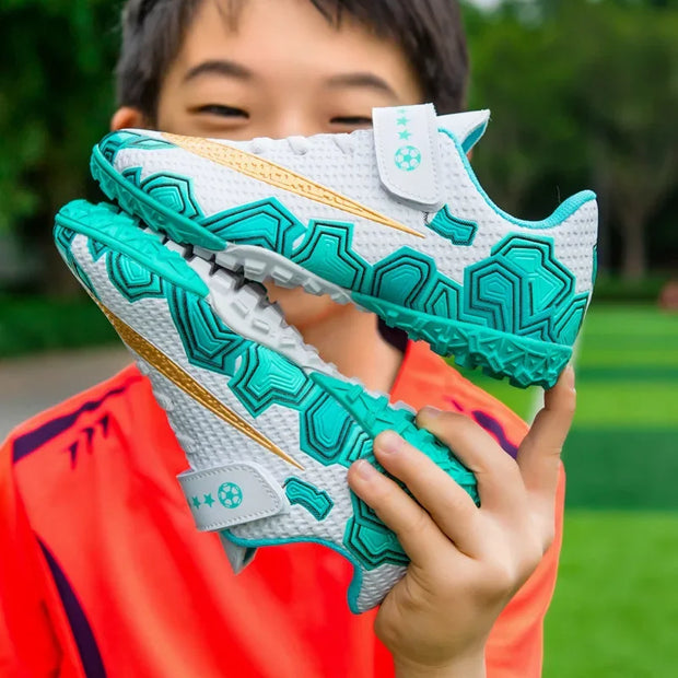 Cristiano Ronaldo Kids Soccer Shoes Boys And Girls Training Match Play Magic Tape Sticky Trainers Football Boots For Children