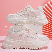 Clunky Sneaker Trend Thick Sole Mesh Surface Breathable Casual Sports Single Shoes Lace-up All Outdoor Fashion Shoes Women