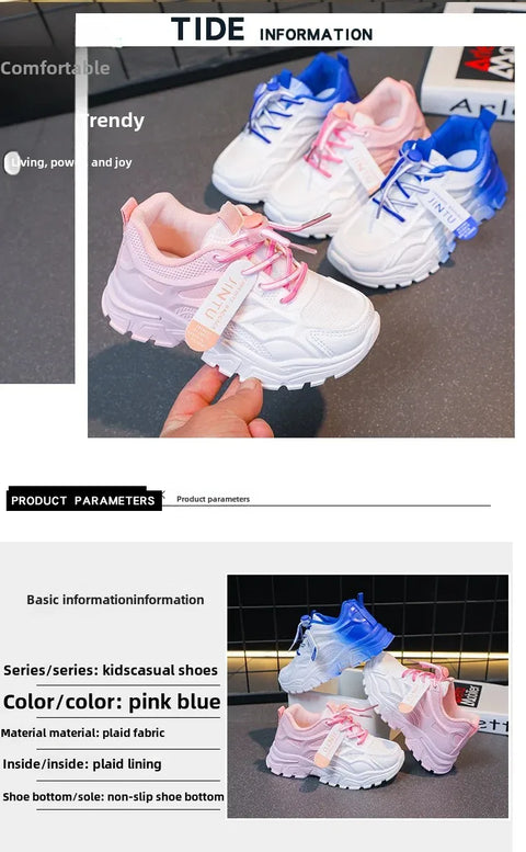 Ultra-Light Breathable Kids Sports Shoes Spring Autumn New Style Primary School Students Running Shoes Boys Girls Net Face