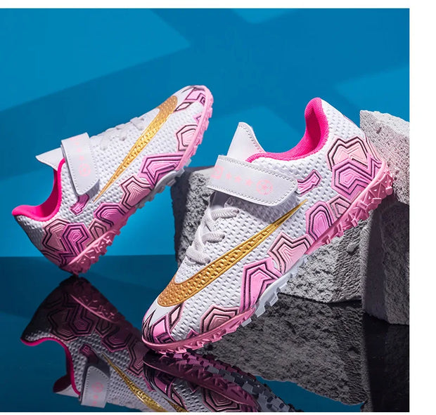 Cristiano Ronaldo Kids Soccer Shoes Boys And Girls Training Match Play Magic Tape Sticky Trainers Football Boots For Children