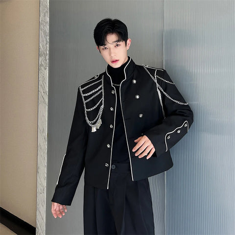 IEFB Elgance Men Jackets Fashion Korean Style Stand Collar Male Clothing Niche Design Darkwear Personality Punk New Top 12Z4328