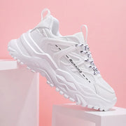 Clunky Sneaker Trend Thick Sole Mesh Surface Breathable Casual Sports Single Shoes Lace-up All Outdoor Fashion Shoes Women