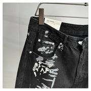 American Hip Hop Baggy Jeans Mens Clothing Streetwear Paint Graffiti Black Skateboard Street Dance Pants Kpop Denim Trousers
