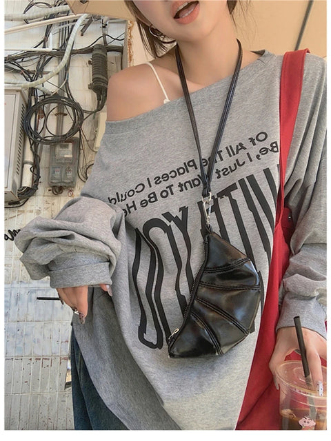 T-Shirts Women Off-shoulder Loose Fit Lazy Style All-match Young Students High Street Korean Fashion Spring Daily Tops Trendy