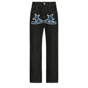Black Baggy Jeans Women Straight Leg Printed Y2k Pants Female's Harajuku Autumn Clothing