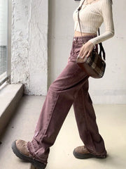 American Retro Ripped Wide Legs 2024 New Women's Autum Fashion Trendy Narrow Straight Pants