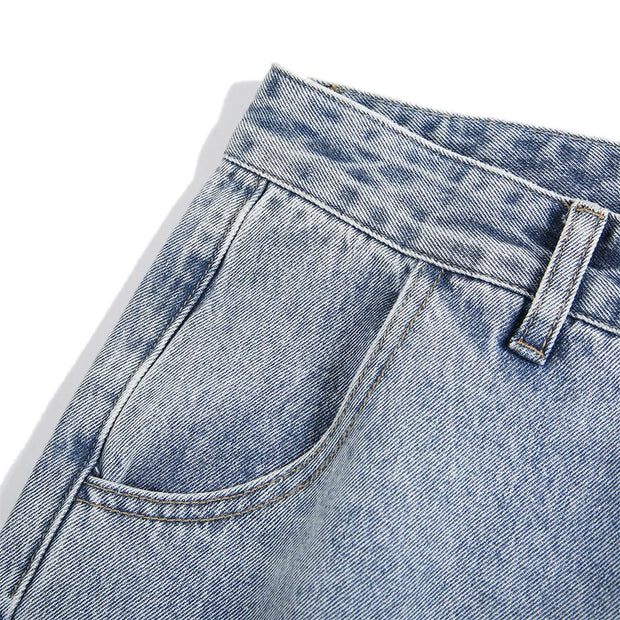 High Street Jeans Men Cross Graphic Baggy Denim Pants Unisex Young Streetwear Blue Loose Punk Casual Fashion Y2k Trousers Summer