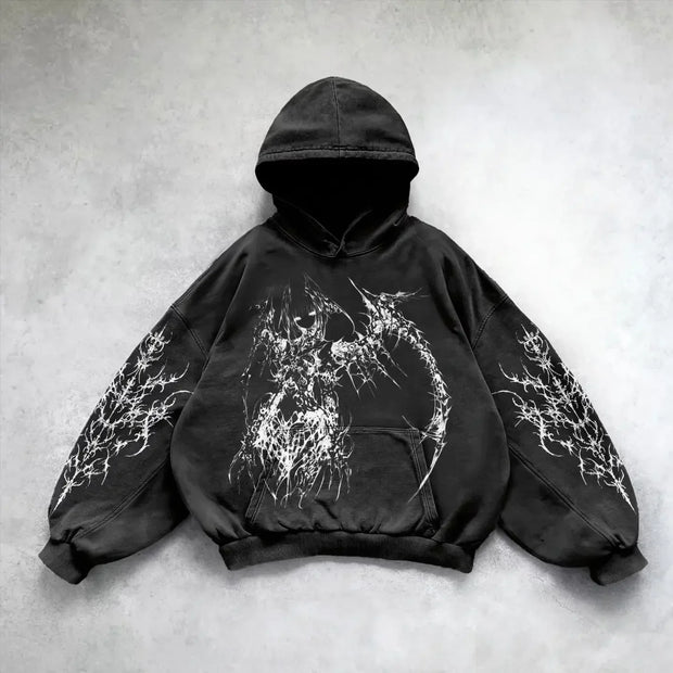 Retro Autumn New Ocean Eye Print Hoodie 2024 Street Harajuku Thickened Warm Loose Y2k Clothes Winter Clothes Women Goth