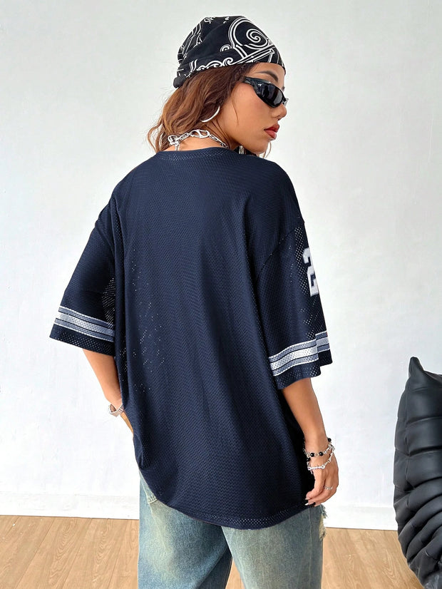 New Hot Women Los Angeles jerseys Coolane Summer Drop Shoulder Oversized Football Jersey Tee With Letter Print Couple Same Style