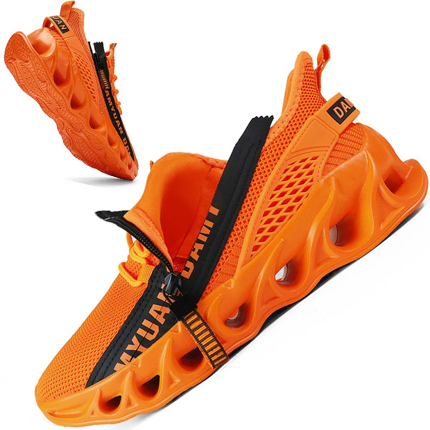 Mens Athletic Shoes with Shock Cushioning Cup Insole Breathable Zipper Design Enhanced Fasticity for Optimal Comfort in Sports