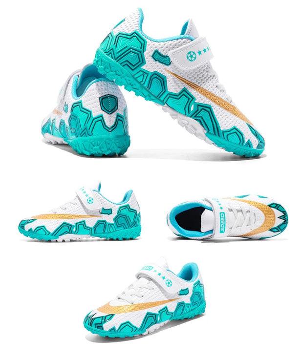 Cristiano Ronaldo Kids Soccer Shoes Boys And Girls Training Match Play Magic Tape Sticky Trainers Football Boots For Children