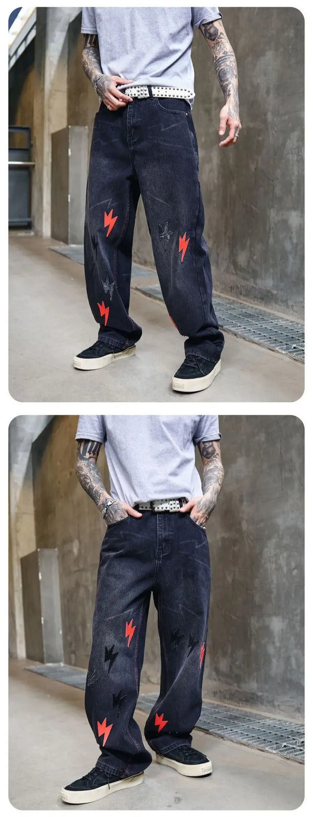 Trousers Straight Man Cowboy Pants with Print Men's Jeans Hip Hop Star Cotton 2025 Trend Stacked 90s Streetwear Y2k Vintage Kpop