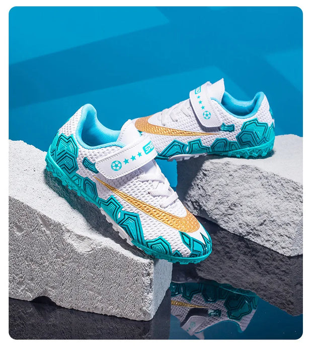 Cristiano Ronaldo Kids Soccer Shoes Boys And Girls Training Match Play Magic Tape Sticky Trainers Football Boots For Children
