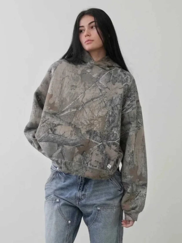 American Retro Print Punk Blouse Long Sleeves Y2k Top Women Hip Hop Zipper T-shirt Hooded Sweatshirt Spring European Fashion