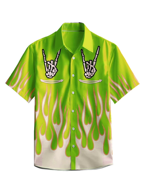 3D Y2k Button Shirt Gothic Pink Skull Print Hawaiian Shirt Men/Women Unisex Shirts Summer Short Sleeve Shirt Streetwear
