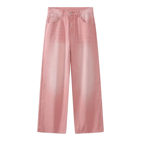 Loose Straight Leg Denim Wide Leg Pants Women's Style Washed out Vintage Colored Jeans Spring Summer Casual Female Clothing