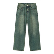 Loose Straight Leg Denim Wide Leg Pants Women's Style Washed out Vintage Colored Jeans Spring Summer Casual Female Clothing