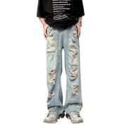 Vintage Distressed Straight-leg Jeans American Style Slimming Bell Bottoms Loose Fit High-waisted Summer Thin Version For Men