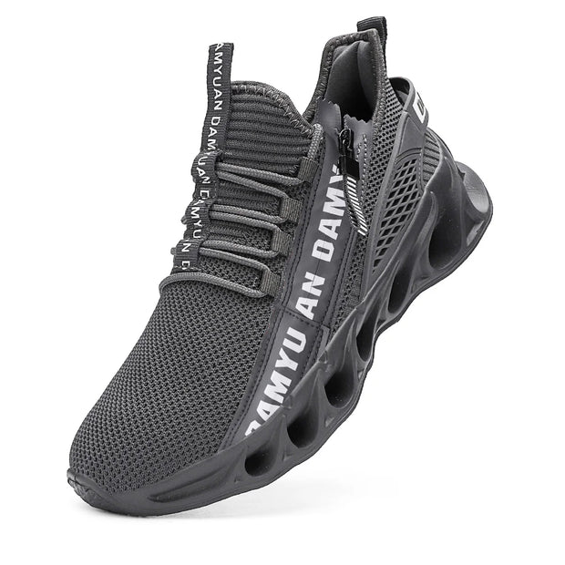 Mens Athletic Shoes with Shock Cushioning Cup Insole Breathable Zipper Design Enhanced Fasticity for Optimal Comfort in Sports